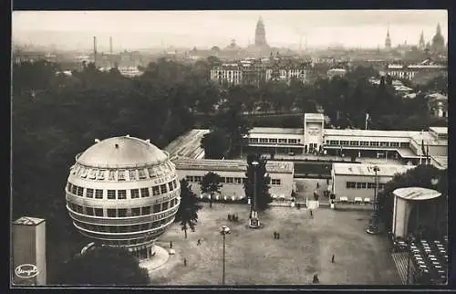 AK Dresden, Ausstellung Jahresschau Deutscher Arbeit, Teilgelände mit Kugelhaus