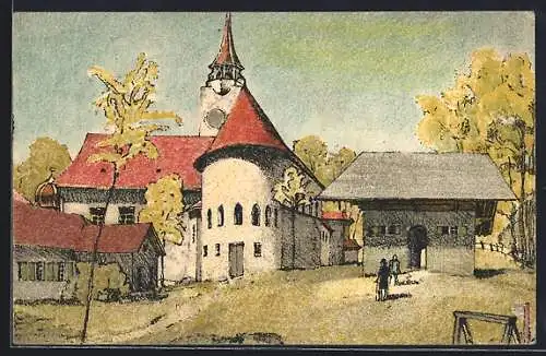 Künstler-AK Bern, Schweiz. Landesausstellung 1914 - Dörfli