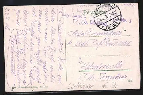 AK Franz.-Avricourt, Drogerie Schwaller, Gebäude im Vordergrunde, links war eine Kaserne der franz. Zollwächter, Grenze