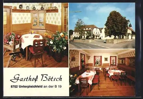 AK Unterpleichfeld an der B 19, Drei Ansichten vom Gasthof Bötsch