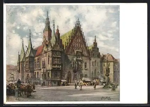 Künstler-AK Breslau, 12. Deutsches Sängerbundesfest 1937, Ansicht vom Rathaus