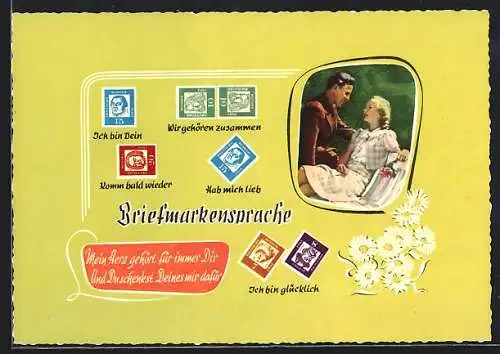 AK Erklärung der Briefmarkensprache, Glückliches Paar