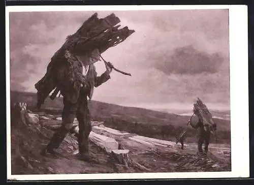 Künstler-AK R. Böttger: Rindenträger in der Steiermark, Kunst im III. Reich