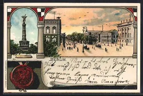 Lithographie Berlin, Abendstimmung Unter den Linden