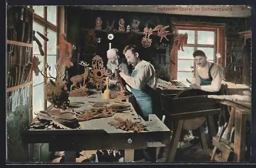 AK Holzschnitzerei im Schwarzwald