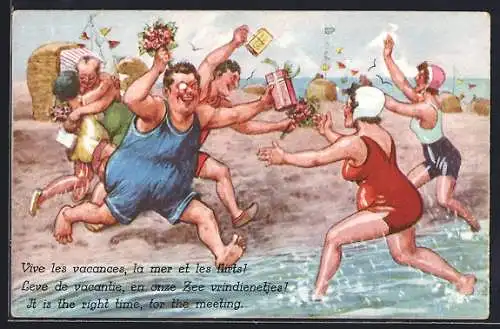 AK Kijkduin aan Zee, Frauen und Männer in unterschiedlicher Bademode