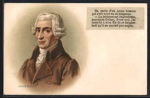 Lithographie Portrait Josef Haydn, Komponist zur Zeit der Wiener Klassik