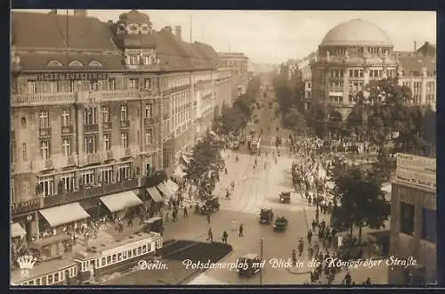 AK Berlin, Potsdamer Platz und Stresemannstrasse mit Strassenbahnen