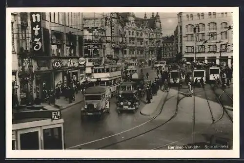 AK Berlin, Verkehrstreiben am Spittelmarkt, Strassenbahn