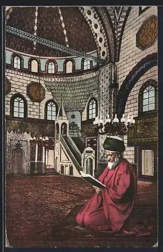 AK Betender Türke mit Turban in der Moschee