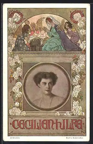 AK Kronprinzessin Cecilie im Portrait, mit Rosen
