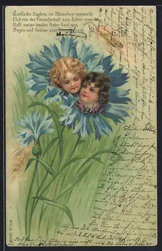 AK Mädchen auf Kornblume, Metamorphose