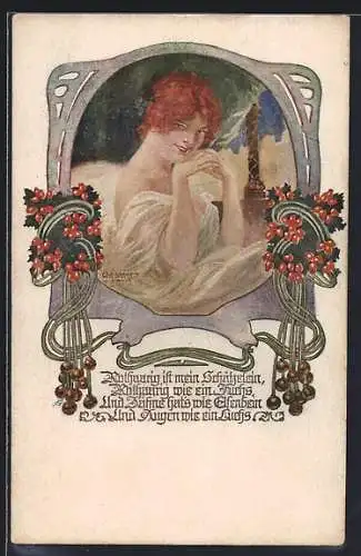 Künstler-AK W. Braun: Geliebte mit roten Haaren