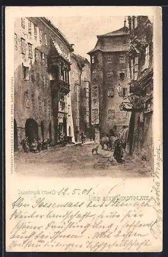 Künstler-AK Innsbruck, Der alte Stadtplatz