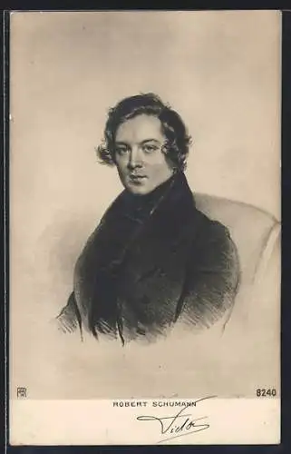 AK Robert Schumann, Portrait als junger Mann