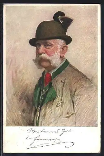 AK Kaiser Franz Josef I. von Österreich in Jägerskluft