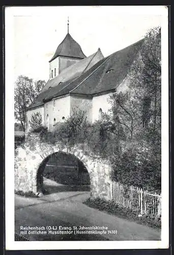 AK Reichenbach / O.-L., ev. St. Johanniskirche mit östl. Hussitentor