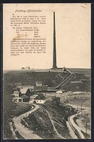 AK Freiberg / Sa., Halsbrücke m. Schornstein