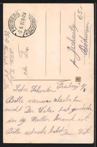 AK Freiberg / Sa., Halsbrücke m. Schornstein