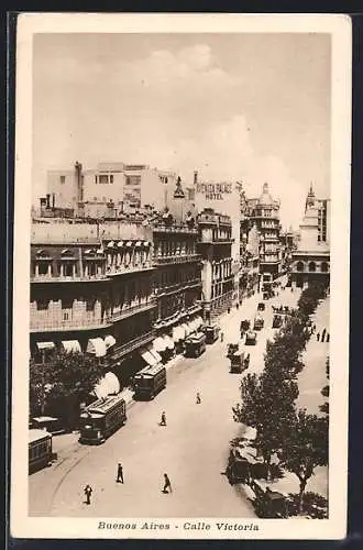 AK Buenos Aires, Calle Victoria, Strassenbahn