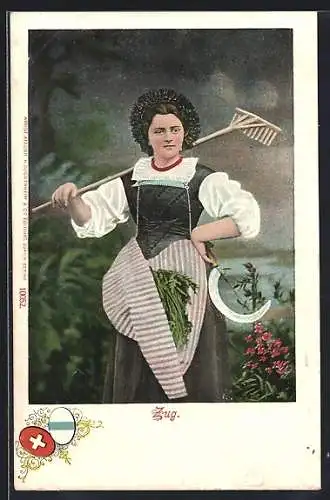 AK Schweizerin in Tracht aus Zug