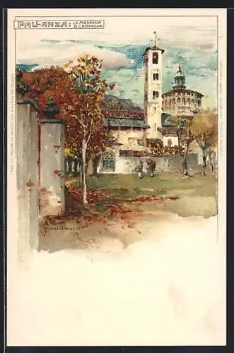 Künstler-Lithographie Manuel Wielandt: Pallanza, Chiesa La Madonna di Campagna