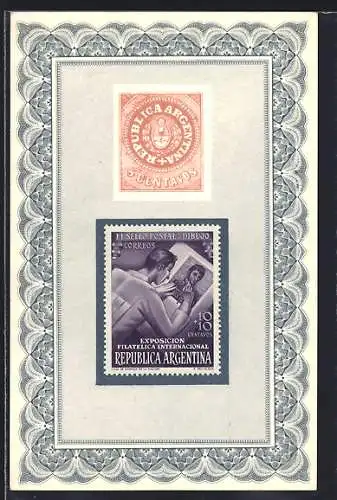 AK Buenos Aires, Exposicion Filatelica Internacional 1950, El Sello Postal: Dibujo