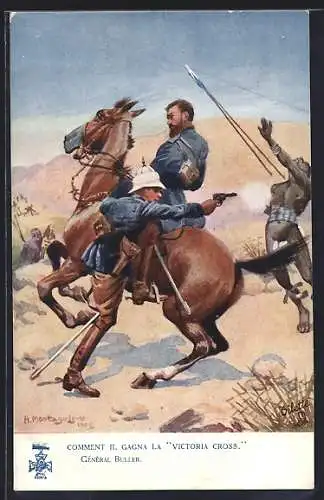 AK Britischer General Buller zu Pferd in der Schlacht