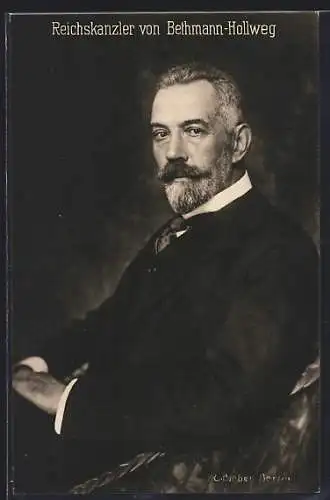 AK Reichskanzler von Bethmann-Hollweg, Portrait, Wohlfahrtskarte Reichsverband zur Unterstützung dt. Veteranen