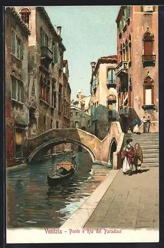 Künstler-AK Venezia, Ponte e Rio del Paradiso