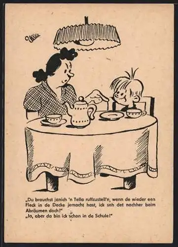 Künstler-AK Berliner Zeitung, Du brauchst janich `n Tella ruffzustell`n...