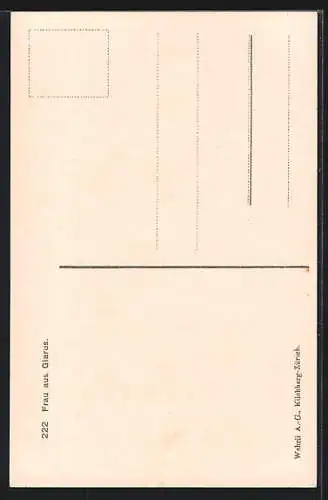 AK Glarus, Sitzende Frau in Tracht