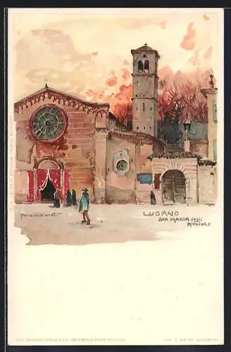 Künstler-AK Manuel Wielandt: Lugano, Santa Maria degli Angioli