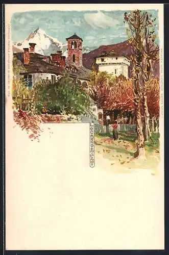 Künstler-AK Manuel Wielandt: Locarno, Ortspartie mit Garten