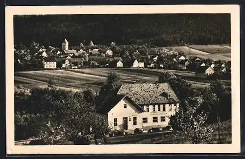 AK Arnstadt-Siegelbach, Gaststätte Triglismühle mit Ort aus der Vogelschau