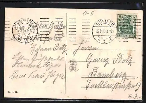 AK Erfurt, Strassenansicht mit Rathaus