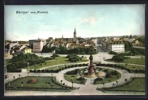 AK Weimar / Thür., Panoramablick vom Museum