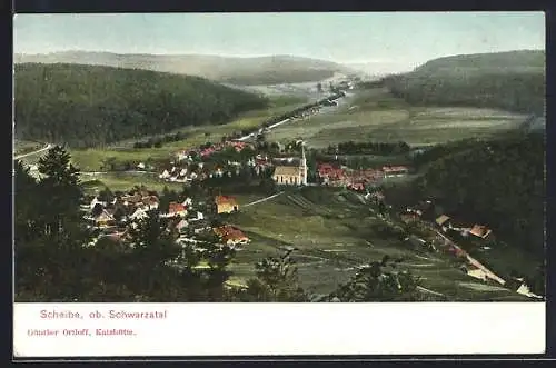 AK Scheibe / Schwarzatal, Panorama des oberen Schwarzatal