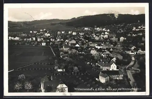 AK Wünschendorf / Elster, Blick von der Kirchturmspitze auf den Ort