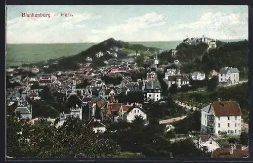 AK Blankenburg / Harz, Totalansicht mit Schloss und Villenviertel