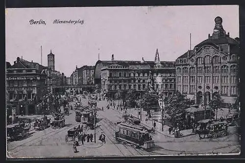 AK Berlin, Alexanderplatz, Strassenbahnen, Tietz