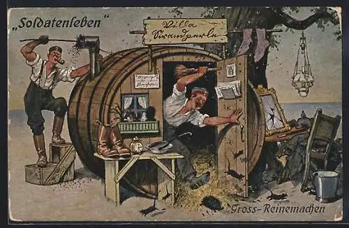 Künstler-AK Arthur Thiele: Soldatenleben, Gross-Reinemachen