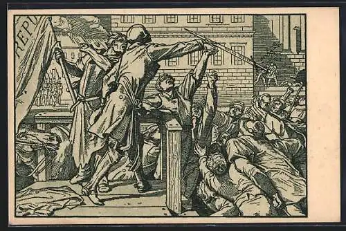 Künstler-AK Rethel: Totentanz aus dem Jahr 1848, 100 Jahre Revolution 1848