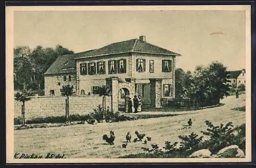 Künstler-AK Borsdorf, Haus in dem Wilhelm Liebknecht während des Sozialistengesetzes Zuflucht fand