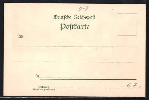 Lithographie Leipzig, Sächsisch-Thüringische Industrie & Gewerbe Ausstellung 1897, Eingang zur Messestadt, Rathaus