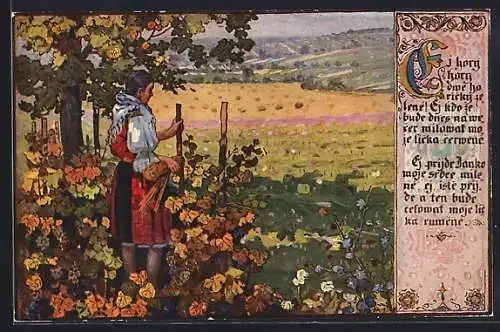 Künstler-AK sign. Antos Frolka: Pisne z Mor. Slovácka, Ej hory, hory