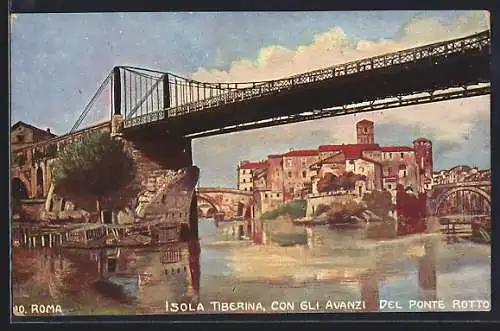 AK Roma, Isola Tiberina con gli avanzi del Ponte Rotto
