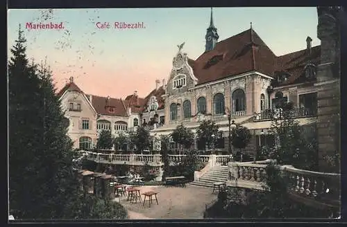 AK Marienbad, Café Rübezahl mit Aussenbewirtung
