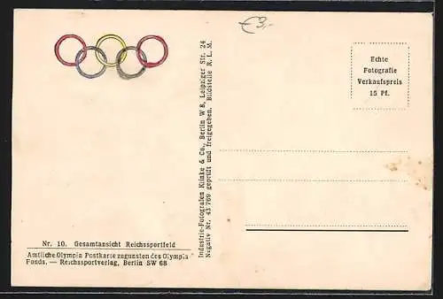 AK Berlin, Olympia, Gesamtansicht Reichssportfeld aus der Vogelschau