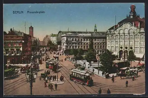AK Berlin, Alexanderplatz, Strassenbahnen
